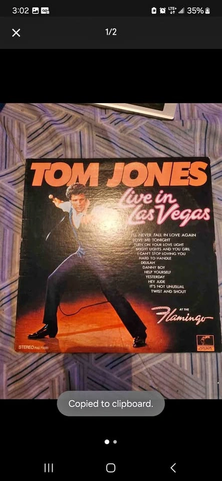 Tom Jones Live in Las Vegas Vinyl