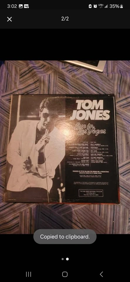Tom Jones Live in Las Vegas Vinyl - photo 2