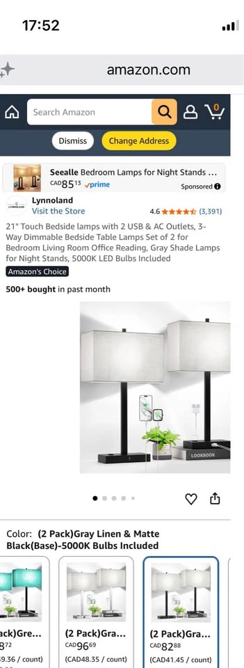 Set of 2 Touch Lamps w/ USB & AC Outlets - photo 4