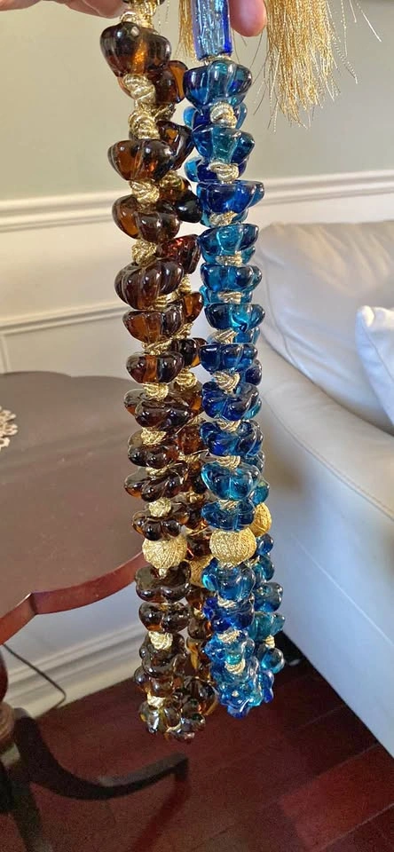 Tasbah Handmade Turquoise Blown Art Glass Prayer Beads VTG 33" K