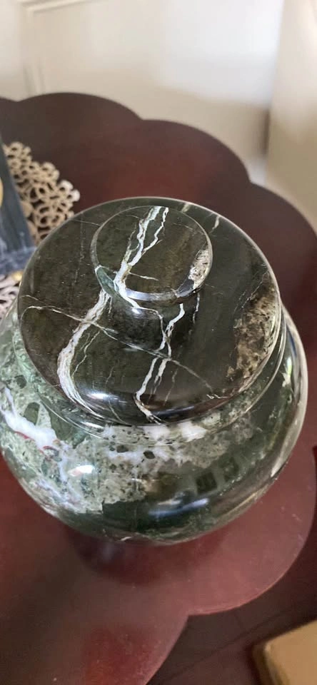 Radicaln Marble Urn 8"x4" Black Handmade Large Memorial Funeral - photo 2