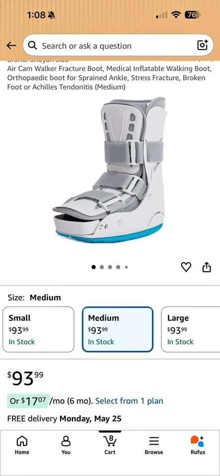 New walker fracture cast size medium