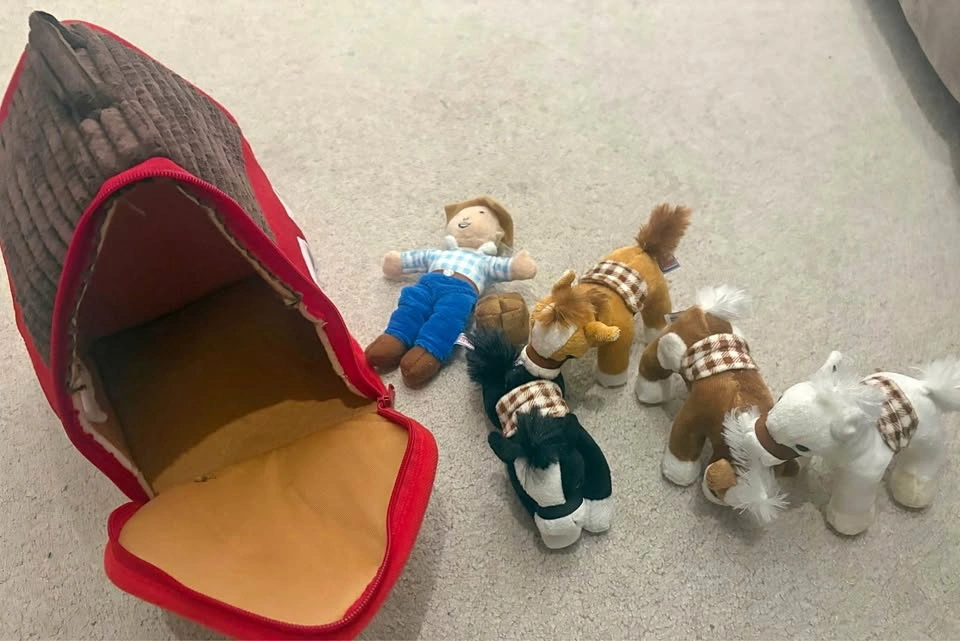 Plush Farm House Toy with Soft Farm Boy and Horses