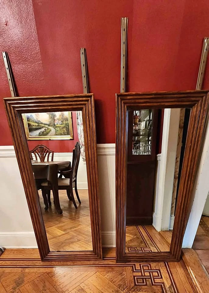 Large Mirror With Wood Frame