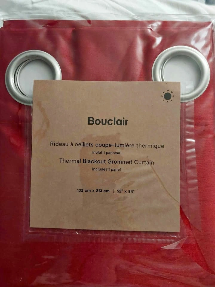 Bouclair Red Thermal Blackout Curtain 52x84 (4 Panels)