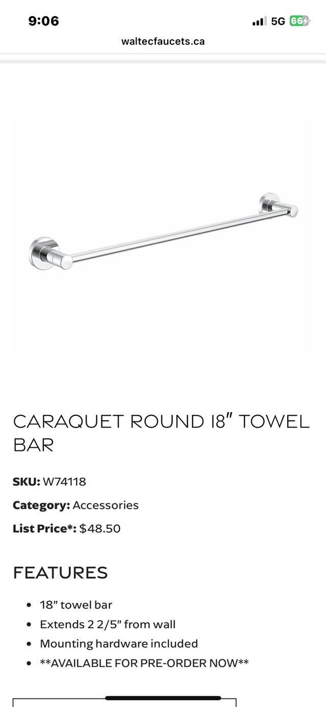 Waltec Towel Bar