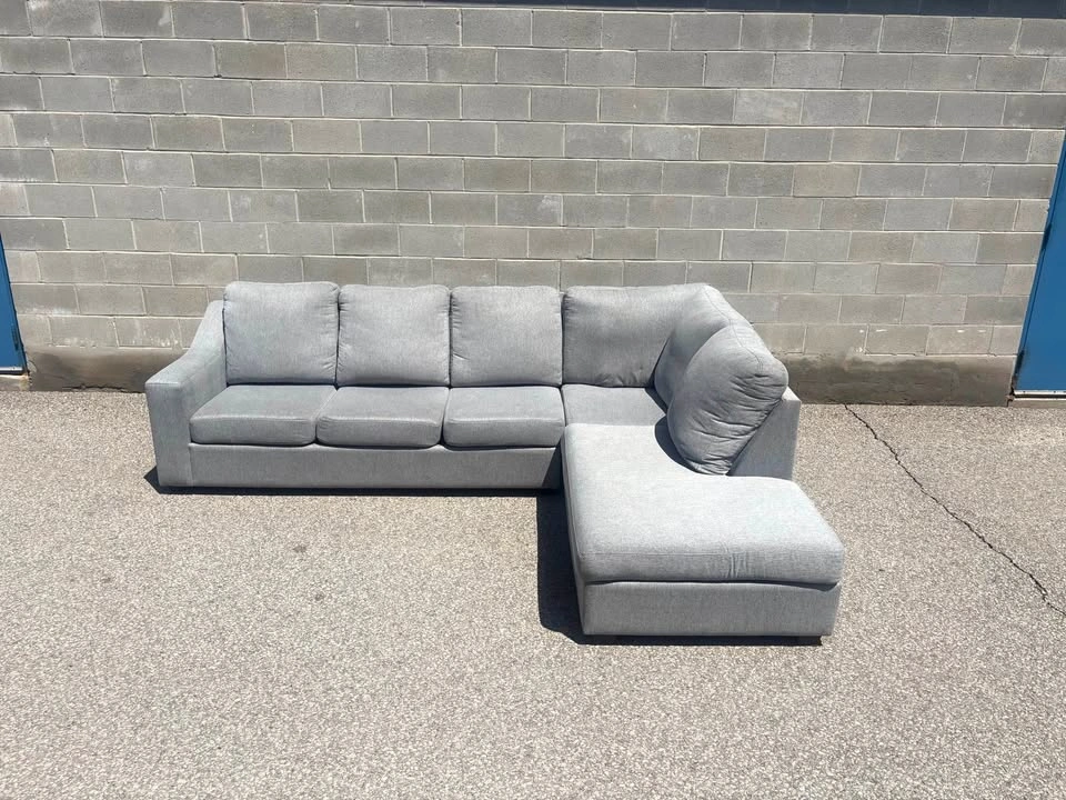 Grey Large Modern Sectional Sofa with Chaise - Free Delivery