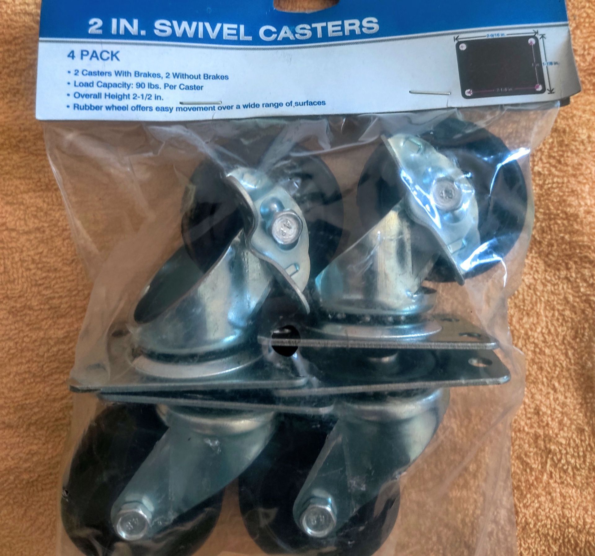 2 Inch Swivel Casters 4 Pack