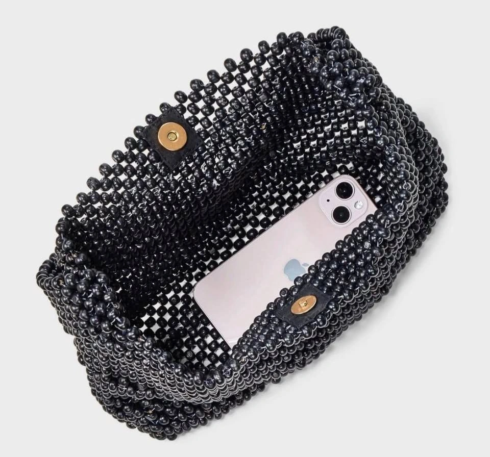 NWT A New Day Target Beaded Black Purse Bag Classic Stylish - photo 2