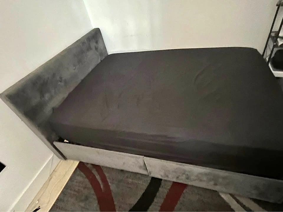 Dark Grey Velvet Full Storage Bed Frame