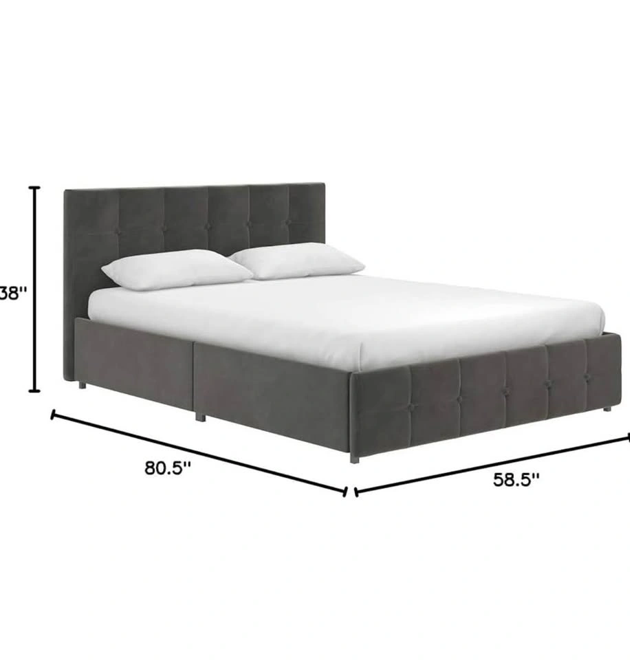 Dark Grey Velvet Full Storage Bed Frame - photo 2