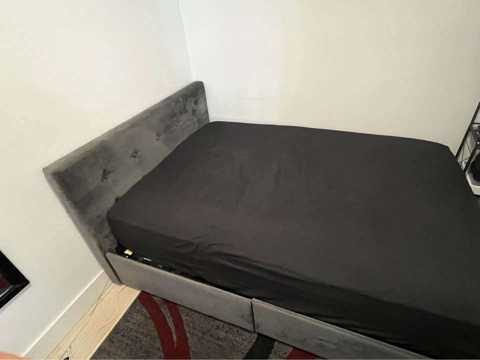 Dark Grey Velvet Full Storage Bed Frame - photo 3