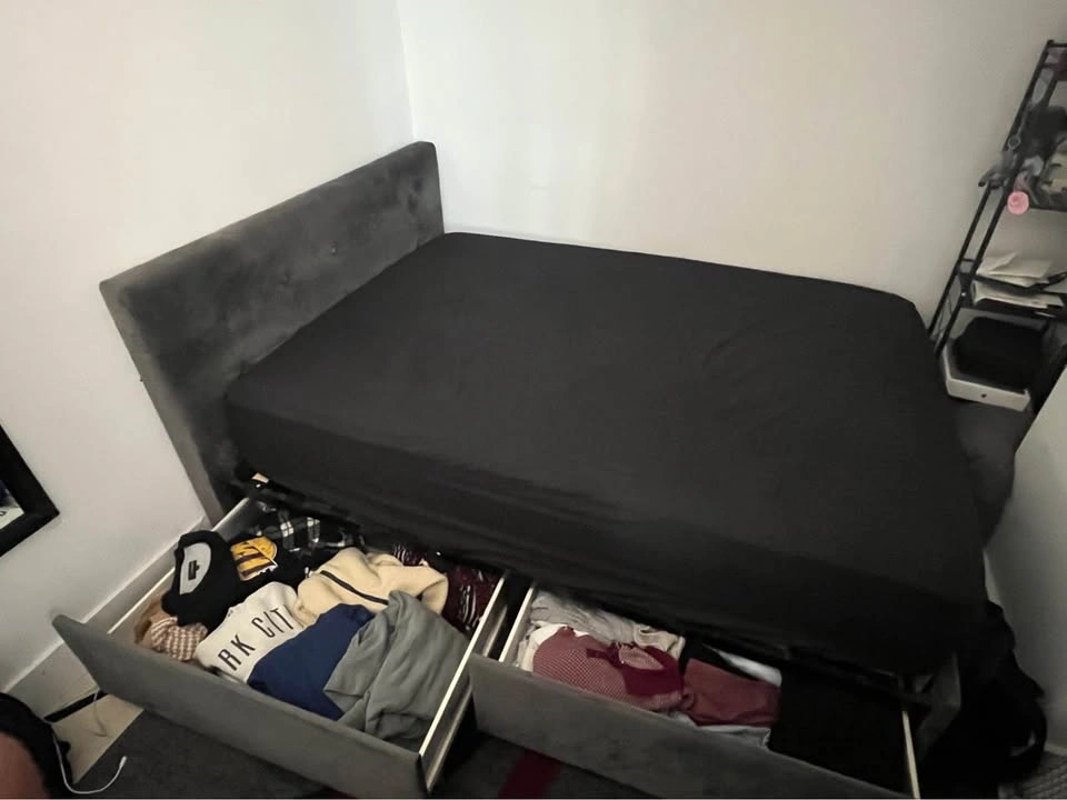 Dark Grey Velvet Full Storage Bed Frame - photo 5