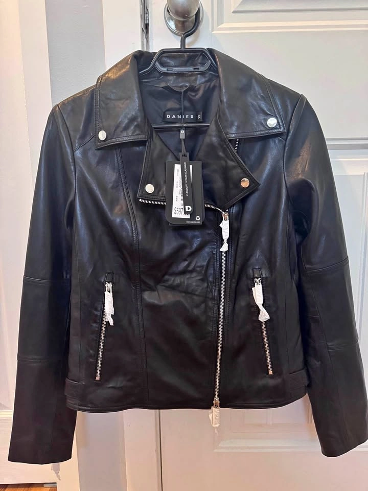 Brand New Danier Black Leather Jacket - Size XS
