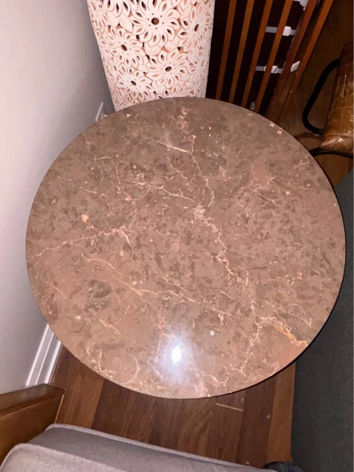 Round Marble Top Drum Side Table - photo 3