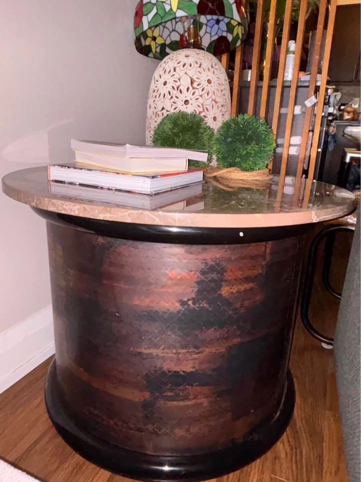 Round Marble Top Drum Side Table - photo 4