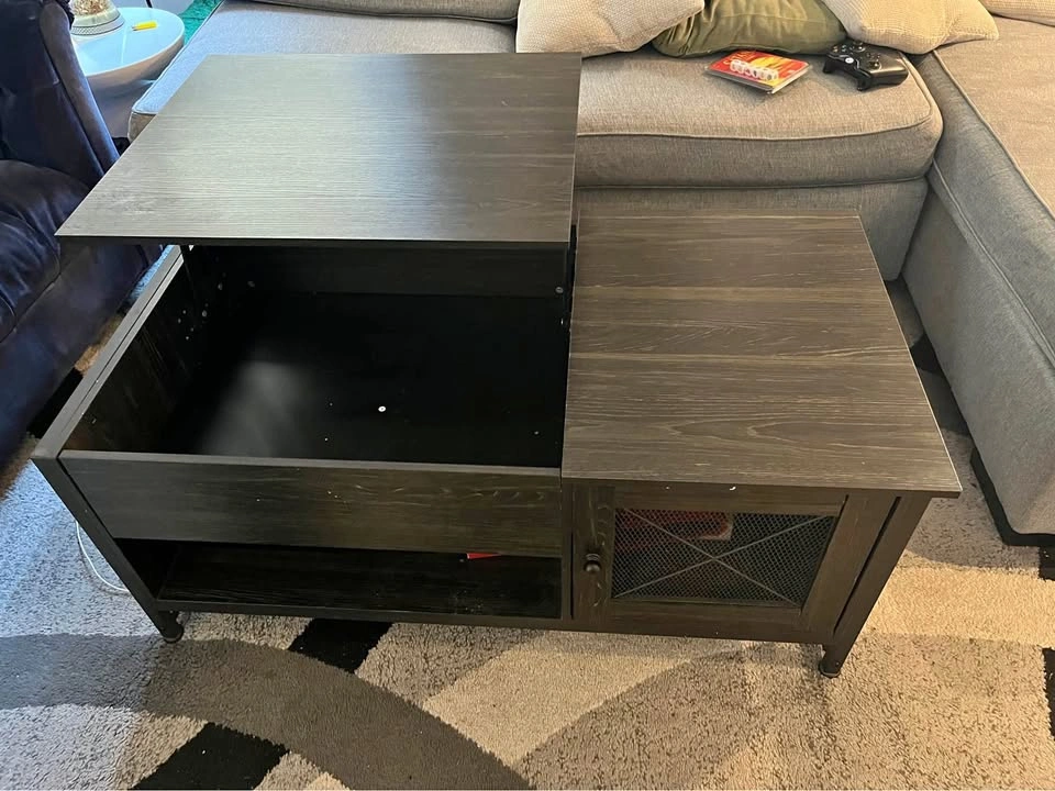Dark wood lift top coffee table with storage
