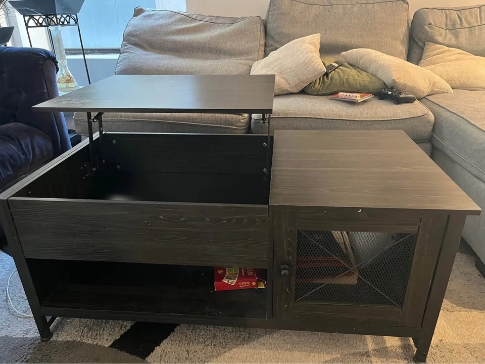 Dark wood lift top coffee table with storage - photo 2