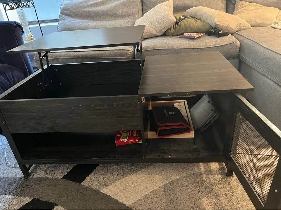 Dark wood lift top coffee table with storage - photo 3