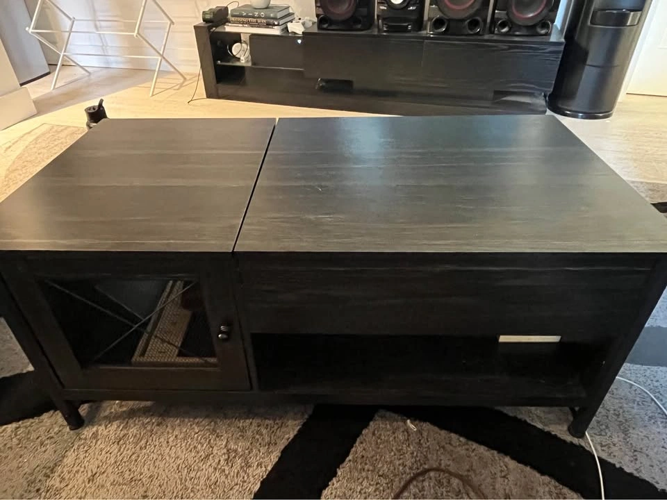 Dark wood lift top coffee table with storage - photo 4