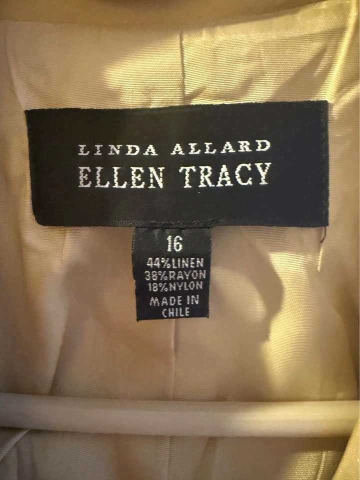 Linda Allard Ellen Tracy Linen Blend Skirt Suit Size 16 - photo 2