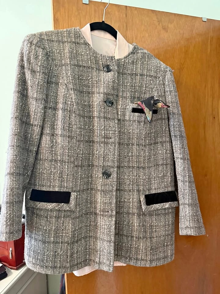 Tweed Plaid Jacket Skirt Set