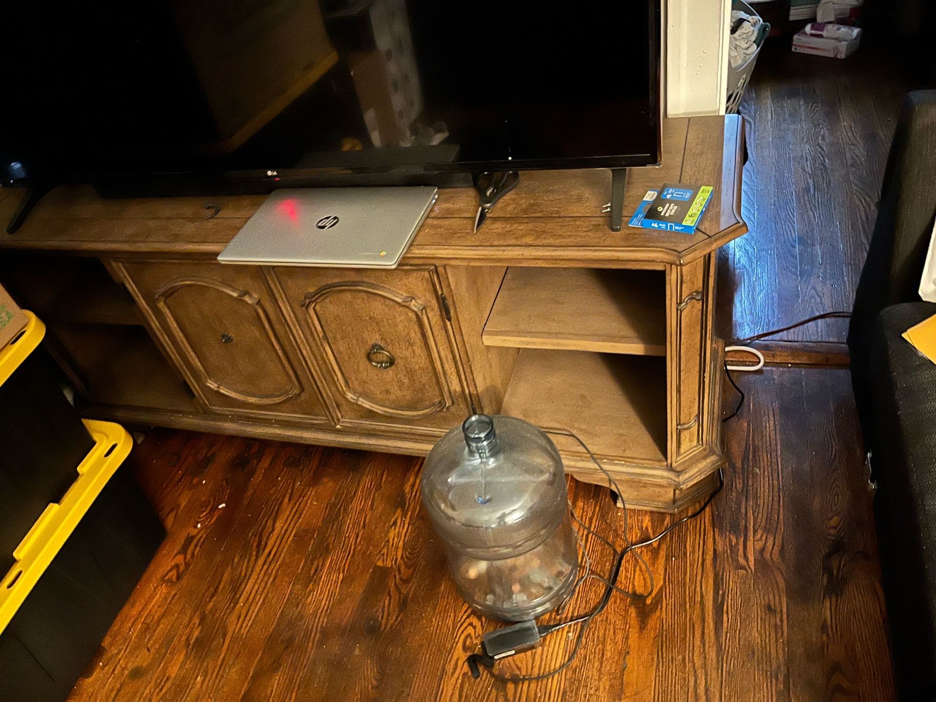 Large TV Stand with Storage Shelves