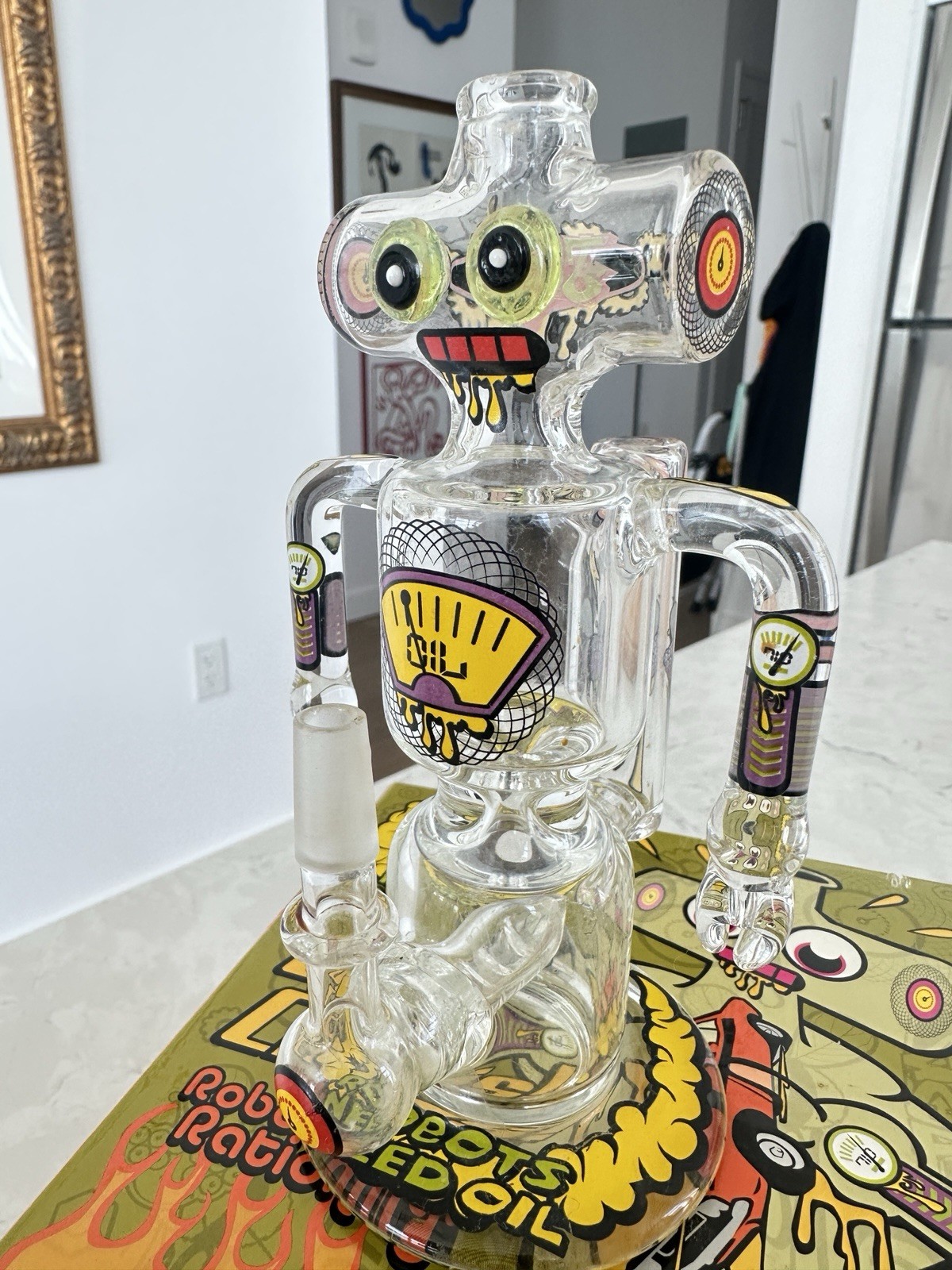 JBD Robots Need Oil "Oil Crisis!" Glass Hookah Water Pipe - photo 5