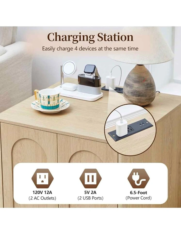 Bed Side Table with Charging Station - photo 2