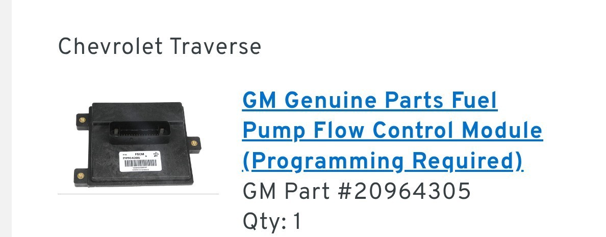 Chevrolet / GM  Fuel Pump Control Module
