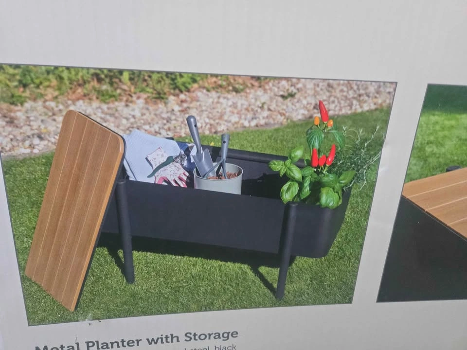 Belavi Metal Planter with Storage - photo 3