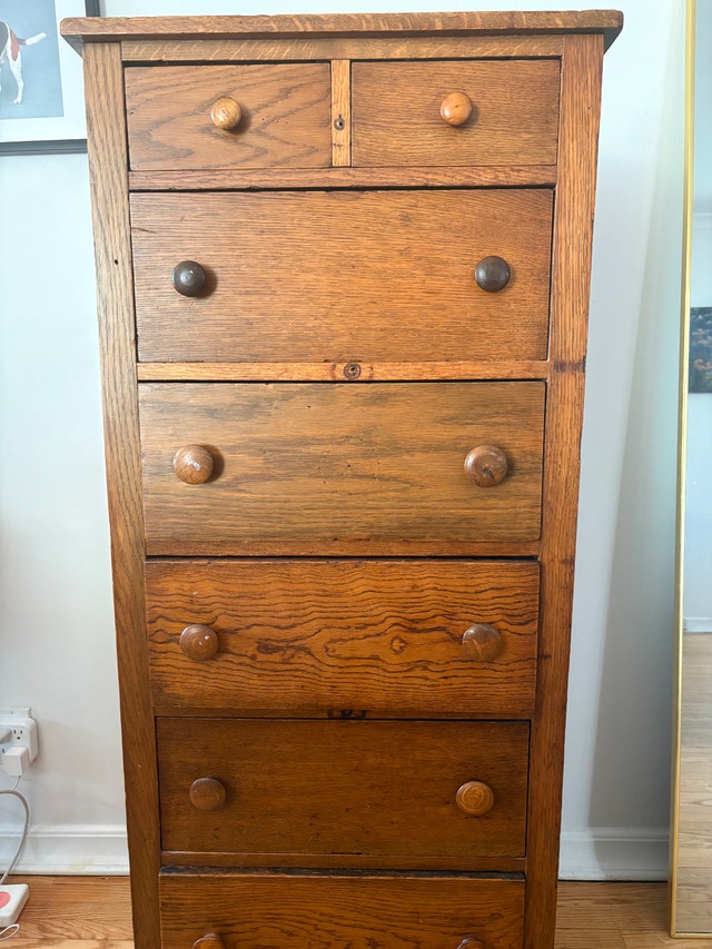 Antique Solid Quarter-Sawn Oak "Tall Boy" Chest of Drawers