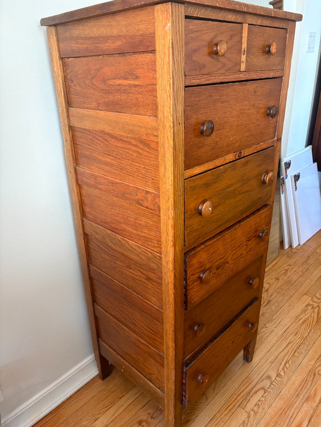 Antique Solid Quarter-Sawn Oak "Tall Boy" Chest of Drawers - photo 2