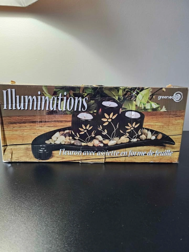 Black wood Leaf candle holder - photo 3