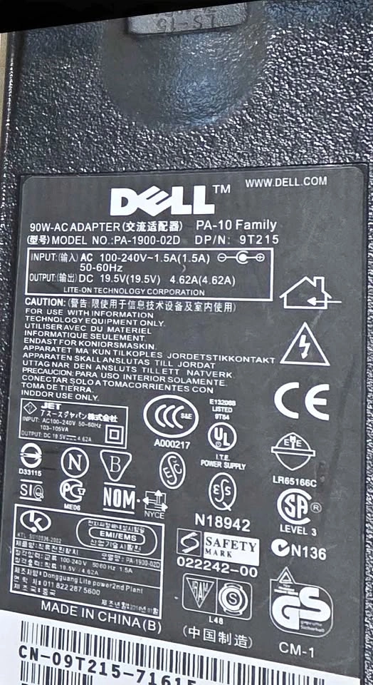 Dell 90W AC Adapter PA-1900-02D Charger