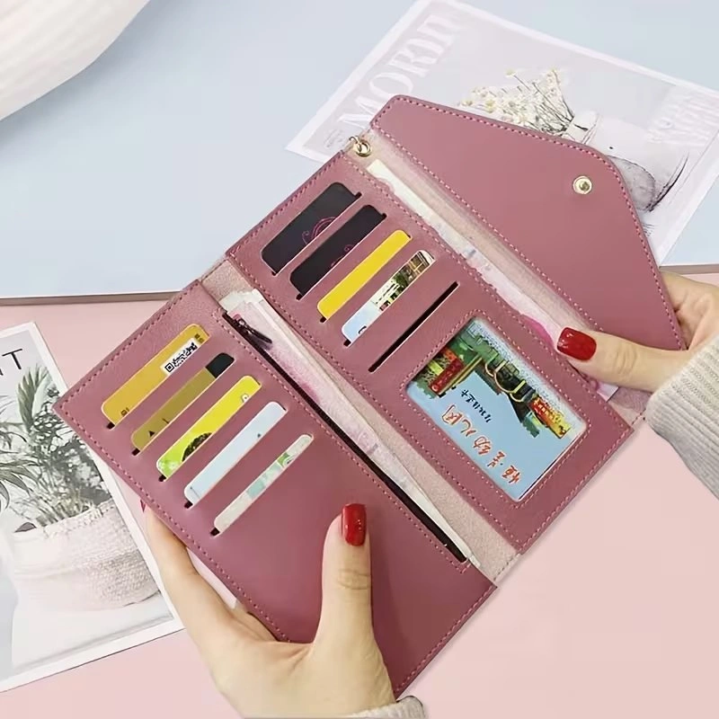 Classic Leather Envelope Clutch Wallet – Elegant Tri-Fold Purse - photo 2