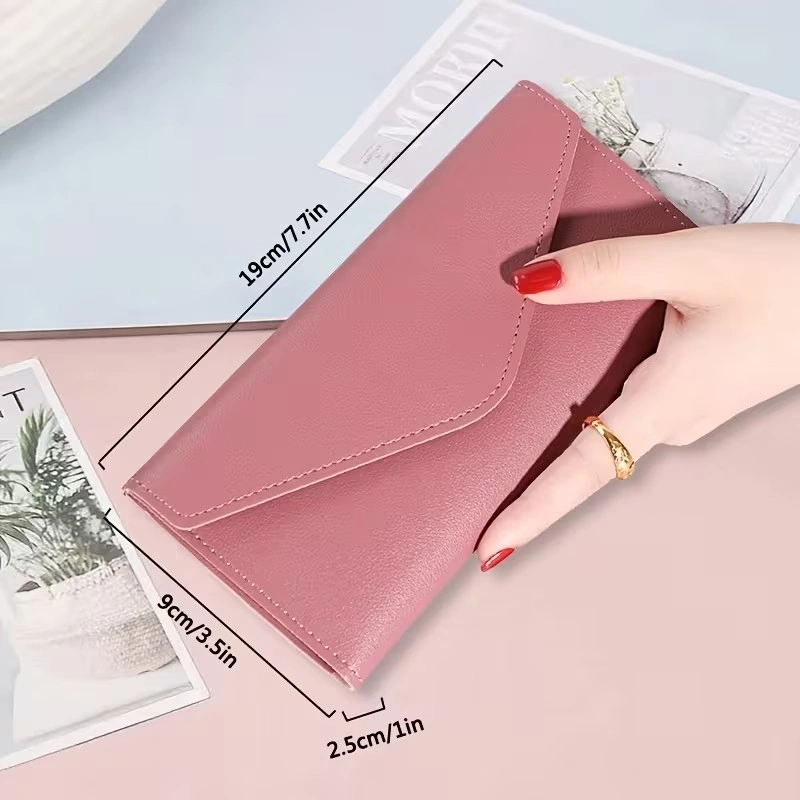 Classic Leather Envelope Clutch Wallet – Elegant Tri-Fold Purse - photo 3