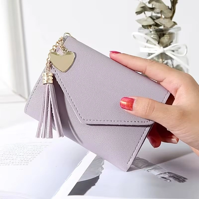 Women's Small Grey Wallet | Compact Trifold Card Holder Purse