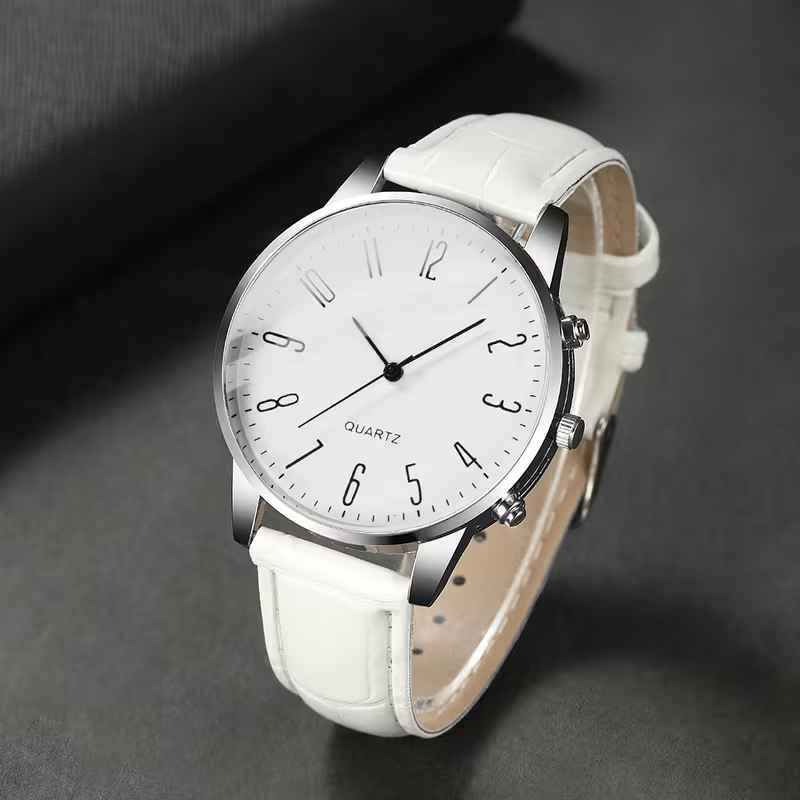 White Quartz Watch with Leather Strap - photo 4