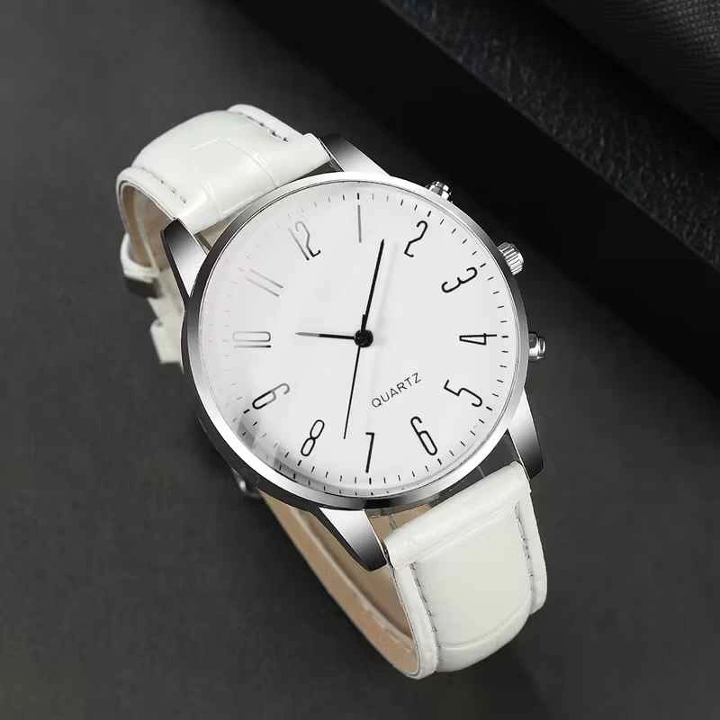 White Quartz Watch with Leather Strap - photo 5
