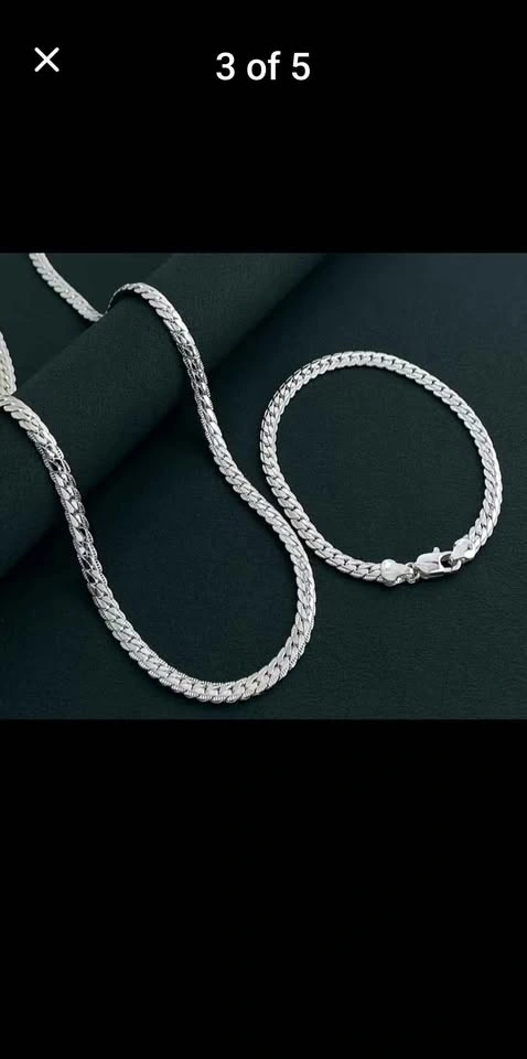 Fashionable 925 Sterling Silver Necklace & Bracelet Set - photo 2