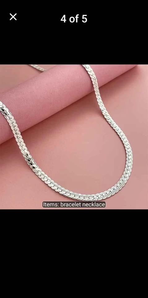 Fashionable 925 Sterling Silver Necklace & Bracelet Set - photo 3