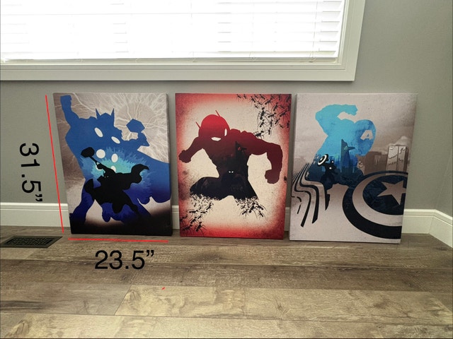 Marvel Wooden Framed Canvas Posters - Set of 3