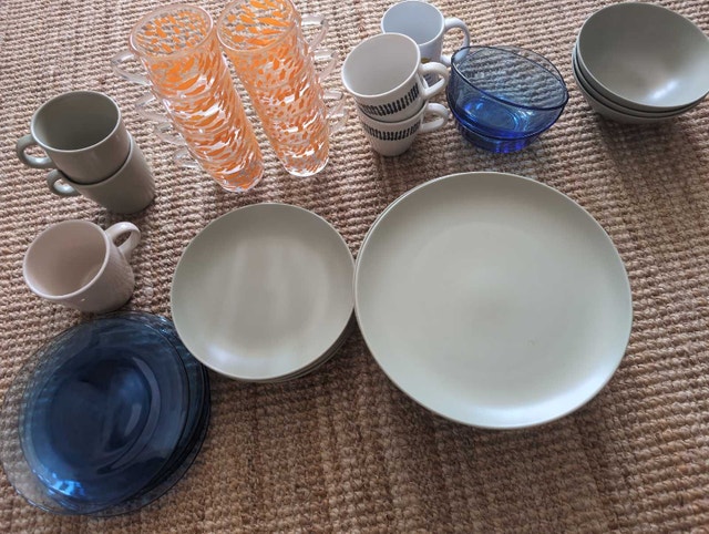 IKEA Matte Green Dish Set + Glassware Bundle