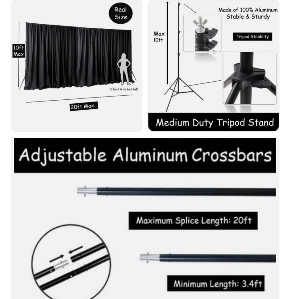 Back Drop Adjustable Stand, Photo Backdrop Stand Kit - photo 3