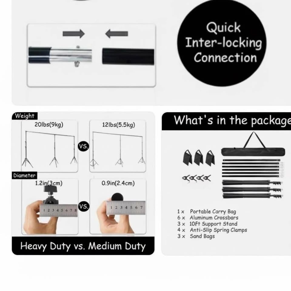 Back Drop Adjustable Stand, Photo Backdrop Stand Kit - photo 5