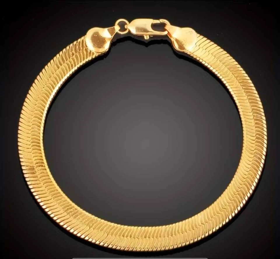 2pcs Necklace & Bracelet Set Golden Plated Flat Snake Bone - photo 2