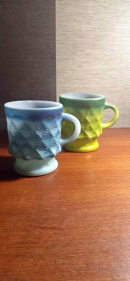 Vintage Ombré Fire-King Milk Glass Coffee/Tea Mugs