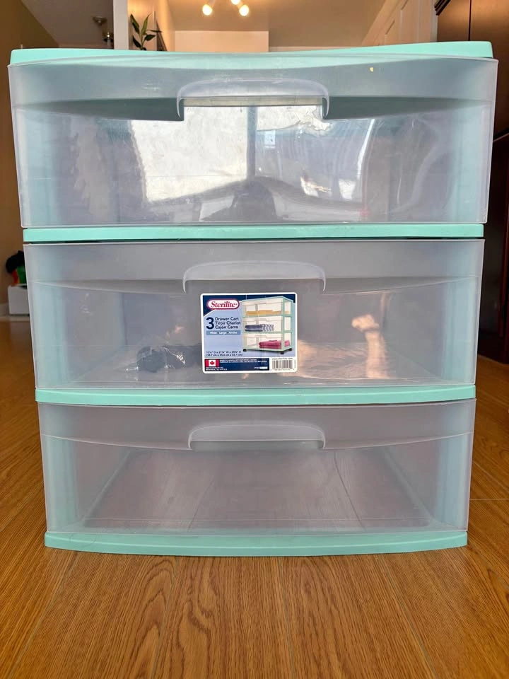 Sterilite 3 Drawer Plastic Organizer Cart