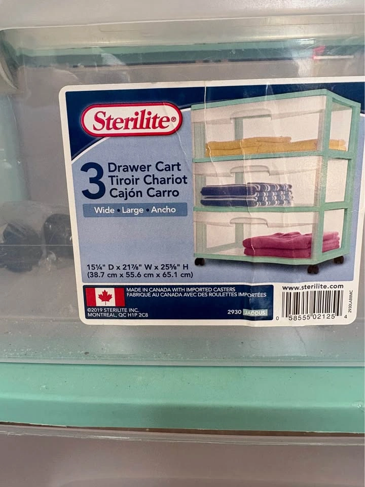 Sterilite 3 Drawer Plastic Organizer Cart - photo 2